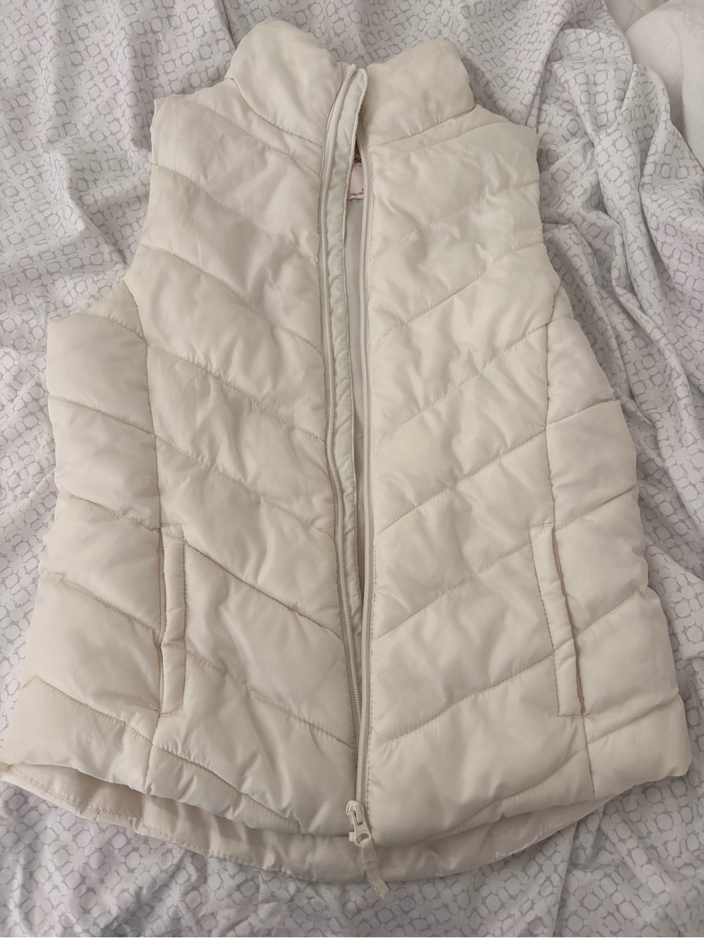 Women's Cream White Quilted Puffer Vest
